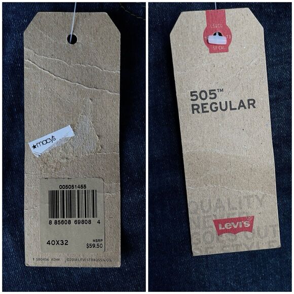 Levi’s 505 Regular Fit Men’s W40 L32 Straight Leg Stretch Blue Denim Jeans - Picture 5 of 7